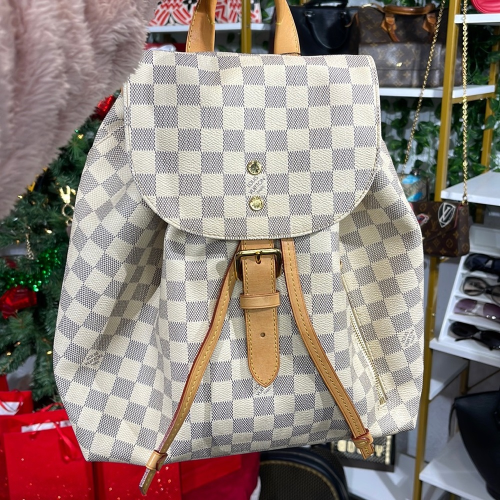 Checkered Backpack with Tan Accents